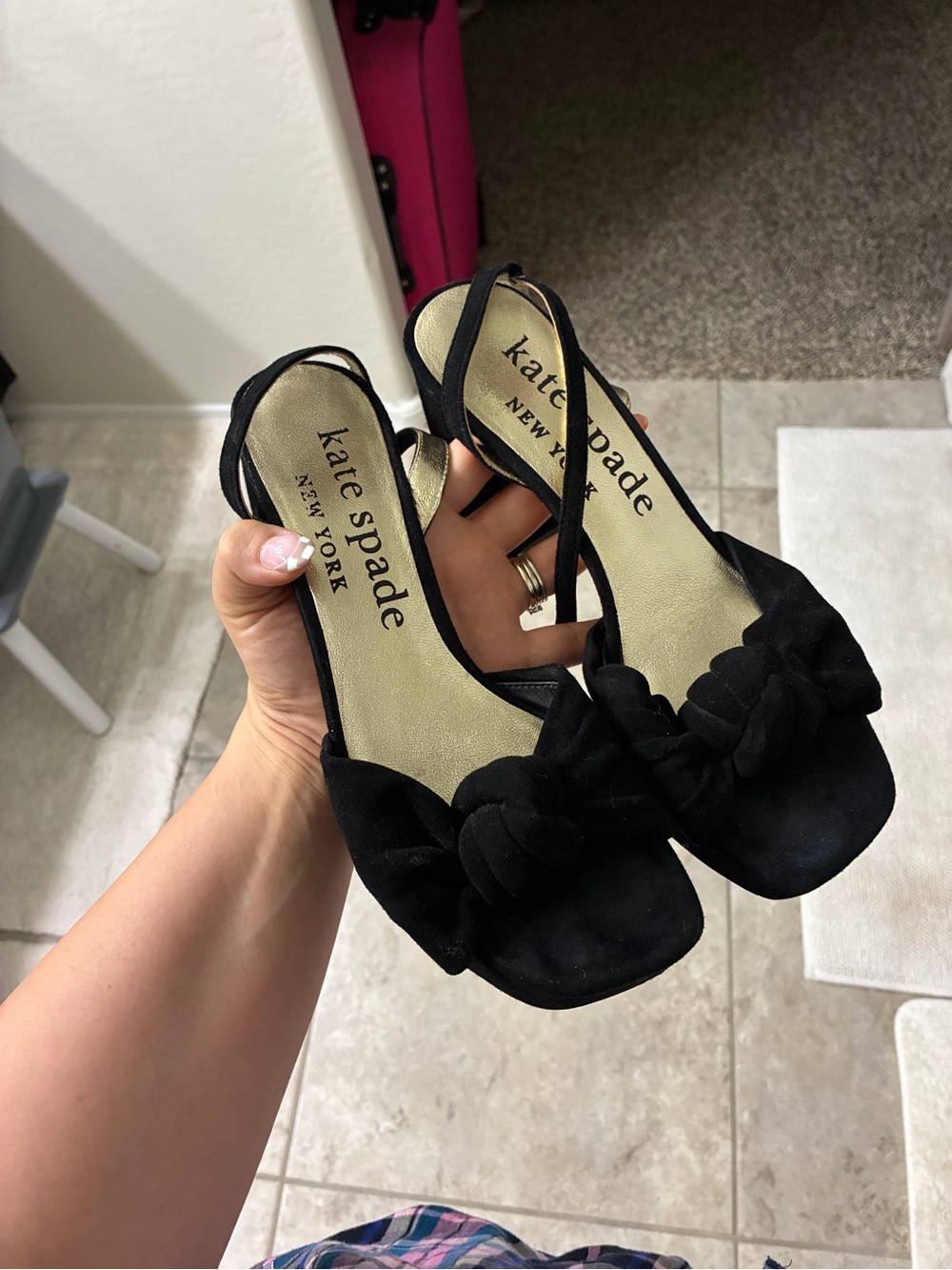 kate spade Black Knotted Slingback Heels